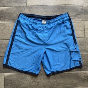 Y2K Nike Swoosh Swim Trunks Mens Sz Large Mesh Lined 9" Inseam Board Shorts Blue